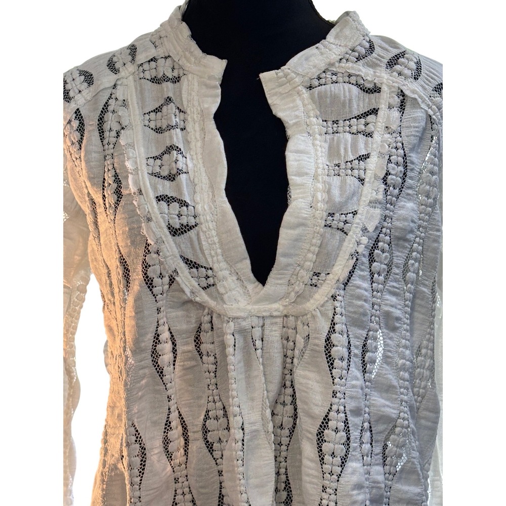 Free People Candy Shop White XS Lace Ruffle Sleeve Tunic Boho Festival‎ Top - Picture 16 of 16